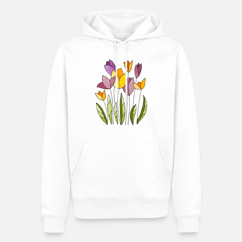 Fleur - Sweat à capuche Premium bio Homme - blanc