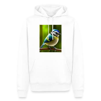 Cooles Comic Porträt einer Blaumeise - Männer Premium Bio Hoodie - Weiß - Vorne - Nico (187cm)