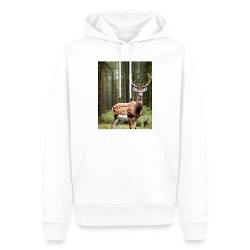 Cool Comic Portrait of a wild fallow deer majestic - Men’s Premium Organic Hoodie - white - Front - Nico (187cm)