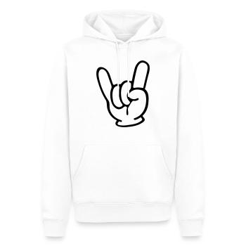 Rock Hand - Männer Premium Bio Hoodie - Weiß - Vorne - Nico (187cm)