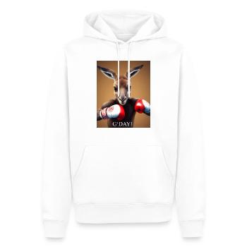 Boxe Kangourou Dessin Bande Dessinée Animal Australie - Sweat à capuche Premium bio Homme - blanc - Devant - Nico (187cm)