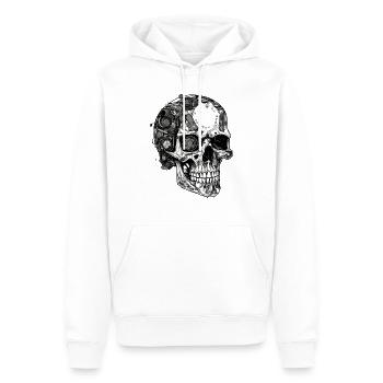 Gruseliger Machinen Totenkopf Schädel im Goth Stil - Männer Premium Bio Hoodie - Weiß - Vorne - Nico (187cm)