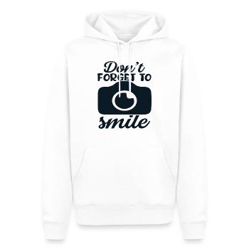 N’oubliez pas de sourire - Sweat à capuche Premium bio Homme - blanc - Devant - Nico (187cm)