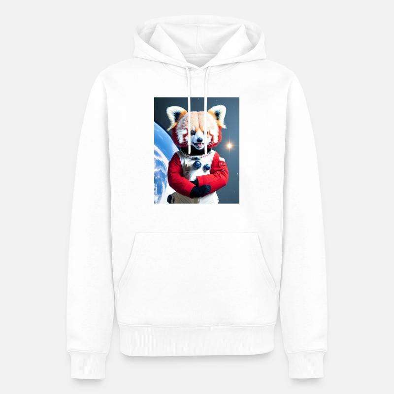 Joyeux panda rouge austronaute - Sweat à capuche Premium bio Homme - blanc