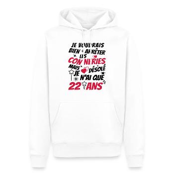 conneries 22 ans / cadeau anniversaire 22 ans - Sweat à capuche Premium bio Homme - blanc - Devant - Nico (187cm)