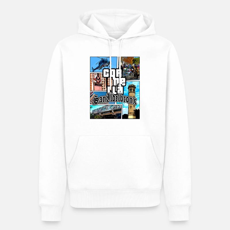 GTA - San Ildelbronx - Cornellà - Felpa con cappuccio ecologica premium da uomo - bianco