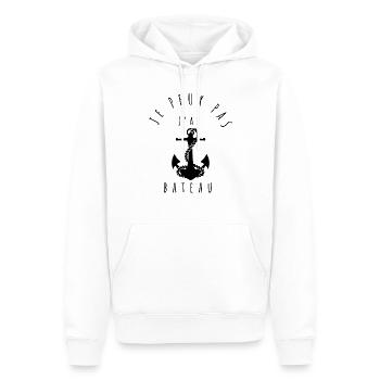 bateau - T-shirt "Je peux pas, j'ai bateau" - Sweat à capuche Premium bio Homme - blanc - Devant - Nico (187cm)
