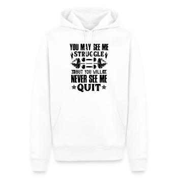 You May See Me Struggle But You Will Never See Me - Männer Premium Bio Hoodie - Weiß - Vorne - Nico (187cm)