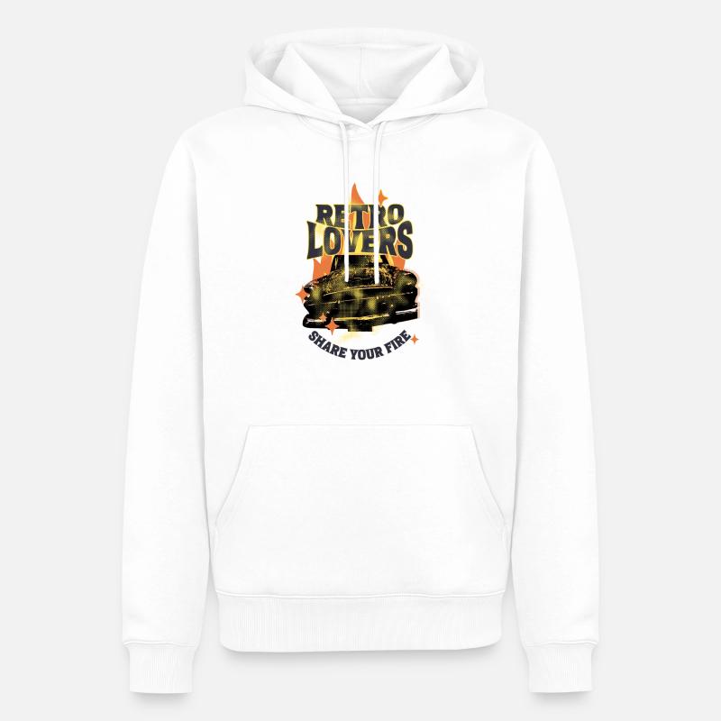 Retro Lovers - Share your Fire - Männer Premium Bio Hoodie - Weiß