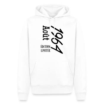 édition limitée aout 1964 - Sweat à capuche Premium bio Homme - blanc - Devant - Nico (187cm)