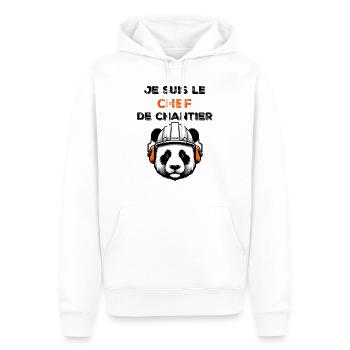 Je suis le chef de chantier panda - Sweat à capuche Premium bio Homme - blanc - Devant - Nico (187cm)