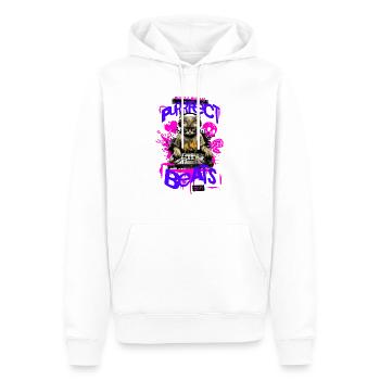 Purrfect Beats 1 - Männer Premium Bio Hoodie - Weiß - Vorne - Nico (187cm)
