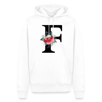 Roter Blumenbuchstabe F - Männer Premium Bio Hoodie - Weiß - Vorne - Nico (187cm)