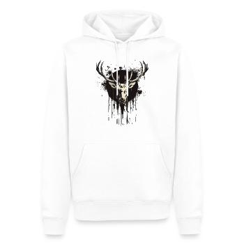 Cerf avec bêche noire - Sweat à capuche Premium bio Homme - blanc - Devant - Nico (187cm)