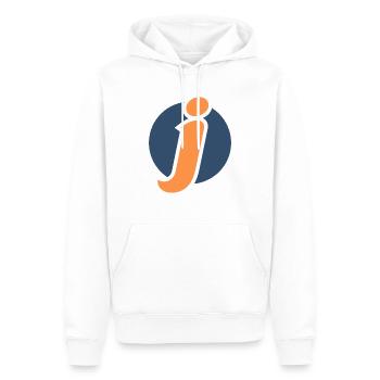 Lettre j orange sport - Sweat à capuche Premium bio Homme - blanc - Devant - Nico (187cm)