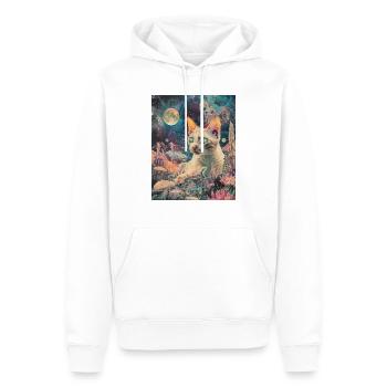 Die laserbeleuchtete Odyssee einer Katze - Männer Premium Bio Hoodie - Weiß - Vorne - Nico (187cm)