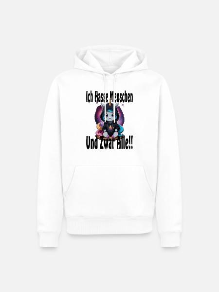 Einhorn Ich hasse menschen - Männer Premium Bio Hoodie - Weiß