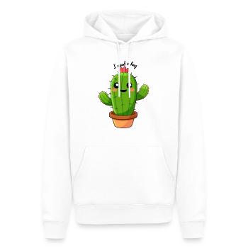 Kaktus i need a hug - Männer Premium Bio Hoodie - Weiß - Vorne - Nico (187cm)