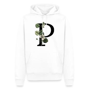 lettre p botanique vert - Sweat à capuche Premium bio Homme - blanc - Devant - Nico (187cm)