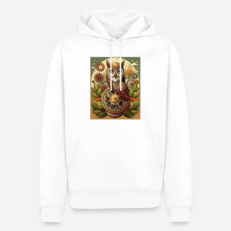 Eule der Zeit - Männer Premium Bio Hoodie - Weiß