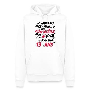 j'ai 13 ans / t-shirt enfant 13 ans - Sweat à capuche Premium bio Homme - blanc - Devant - Nico (187cm)