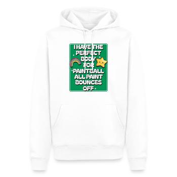Ich habe den perfekten Körper für Paintball, Bounce Ball - Männer Premium Bio Hoodie - Weiß - Vorne - Nico (187cm)