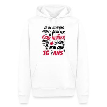 j'ai 16 ans / t-shirt anniversaire 16 ans - Sweat à capuche Premium bio Homme - blanc - Devant - Nico (187cm)