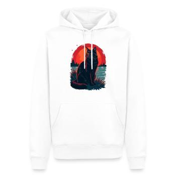 cat in the dark - Sweat à capuche Premium bio Homme - blanc - Devant - Nico (187cm)