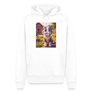 Animaux super mignons dans une ferme – chat - Sweat à capuche Premium bio Homme - blanc - Devant - Nico (187cm)