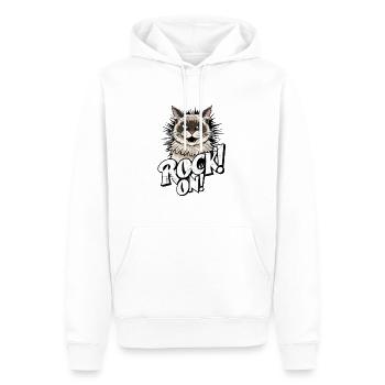 Katze - Rock on - Männer Premium Bio Hoodie - Weiß - Vorne - Nico (187cm)