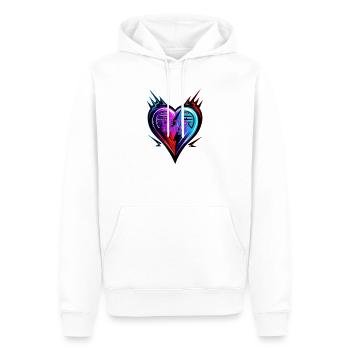 Coeur LETs ROCK - Saint-Valentin - Sweat à capuche Premium bio Homme - blanc - Devant - Nico (187cm)