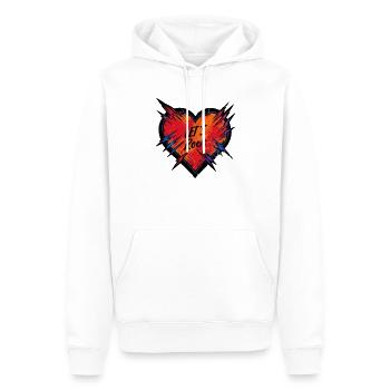 Coeur - Lets Rock - Saint-Valentin, Amitié - Sweat à capuche Premium bio Homme - blanc - Devant - Nico (187cm)