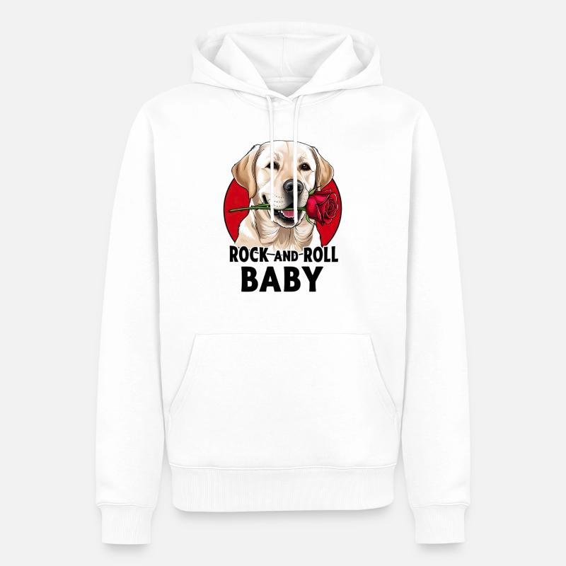 Rock And Roll Bébé Chien - Sweat à capuche Premium bio Homme - blanc