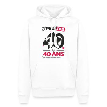 Je peux pas, j'ai 40 ans - Sweat à capuche Premium bio Homme - blanc - Devant - Nico (187cm)