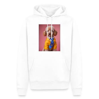 Pudel trägt gelben Anzug und blaue Krawatte - Männer Premium Bio Hoodie - Weiß - Vorne - Nico (187cm)