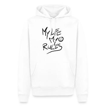 Mein Leben, meine Prinzipien – Lebe deinen Weg - Männer Premium Bio Hoodie - Weiß - Vorne - Nico (187cm)