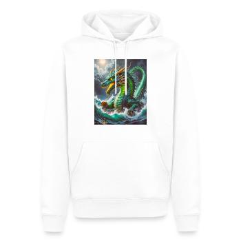 Ryujin Majestic sea dragon god rising from turbule - Men’s Premium Organic Hoodie - white - Front - Nico (187cm)