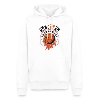 2K22 Basketball - Flaming Hoop Design - Men’s Premium Organic Hoodie - white - Front - Nico (187cm)