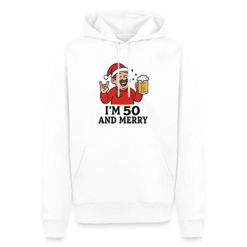 I’m 50 and Merry - Männer Premium Bio Hoodie - Weiß - Vorne - Nico (187cm)