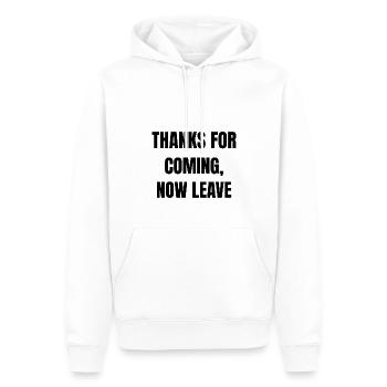 Thanks for coming, now leave-sarcastic text- BLACK - Men’s Premium Organic Hoodie - white - Front - Nico (187cm)