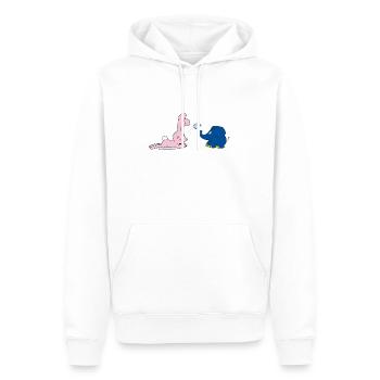 Éléphant et lapin avec papillon - Sweat à capuche Premium bio Homme - blanc - Devant - Nico (187cm)