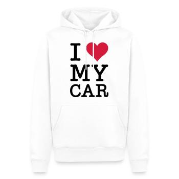 I Love My Car - Sweat à capuche Premium bio Homme - blanc - Devant - Nico (187cm)