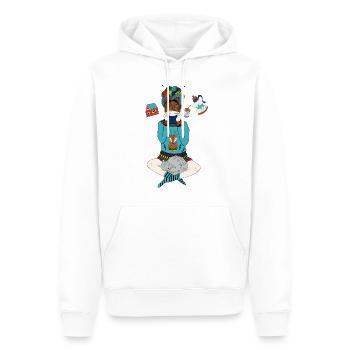Stricken, träumen und Kaffee trinken I Gschenk - Männer Premium Bio Hoodie - Weiß - Vorne - Nico (187cm)