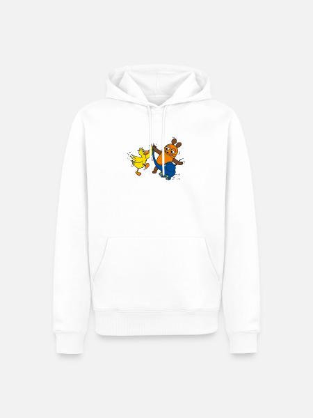 Maus, Elefant und Ente High-Five - Männer Premium Bio Hoodie - Weiß
