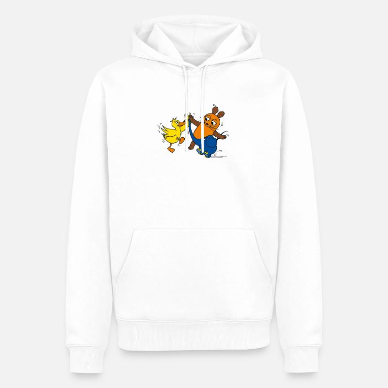 Maus, Elefant und Ente High-Five - Männer Premium Bio Hoodie - Weiß