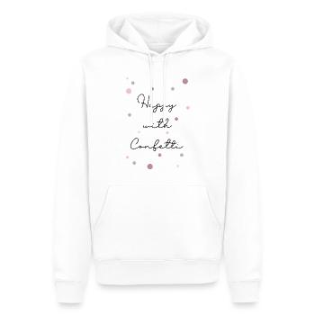 Heureux avec des confettis, cadeaux, confettis, carnaval, - Sweat à capuche Premium bio Homme - blanc - Devant - Nico (187cm)