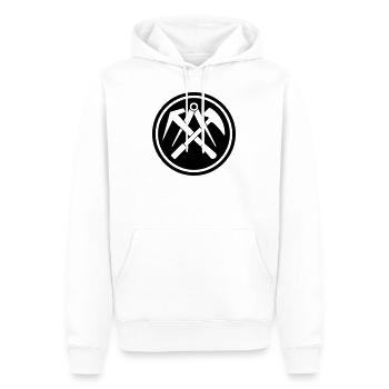 Dachdecker Zunftzeichen negativ - Männer Premium Bio Hoodie - Weiß - Vorne - Nico (187cm)