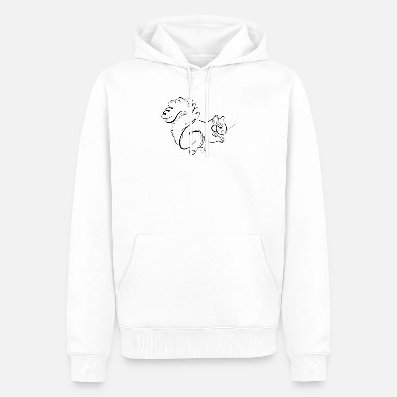 Eichhörnchen - one line drawing - Männer Premium Bio Hoodie - Weiß