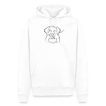 Chien Labrador - one line drawing - Sweat à capuche Premium bio Homme - blanc - Devant - Nico (187cm)