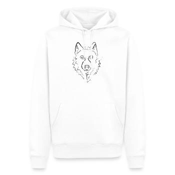 Wolf - one line drawing - Männer Premium Bio Hoodie - Weiß - Vorne - Nico (187cm)